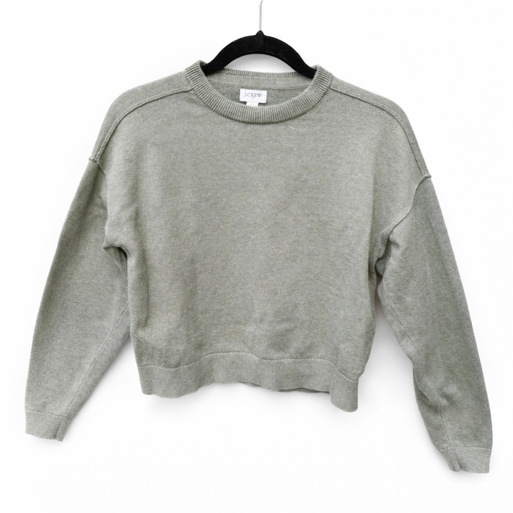 J Crew Drop-shoulder pullover sweater distressed army green Jcrew preppy lounge
